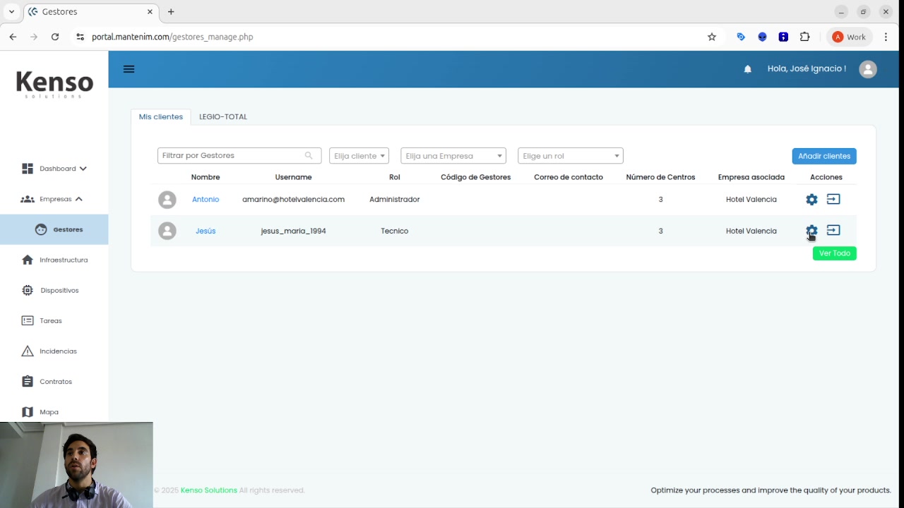 Vista inicial de la
infraestructura