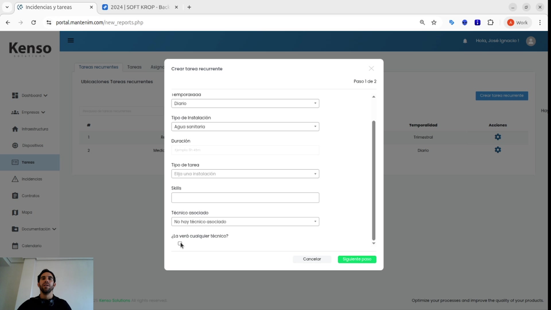 Configuración de parámetros de la
tarea